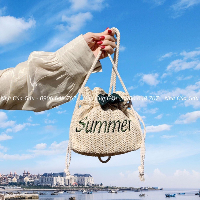 Túi cói dây rút Summer