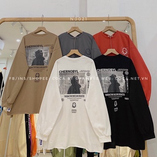 [N0021]🚦 Áo sweater nỉ da cá mỏng rách vạt ANTI NUCLEAR form rộng dài (Có sẵn/ảnh thật)