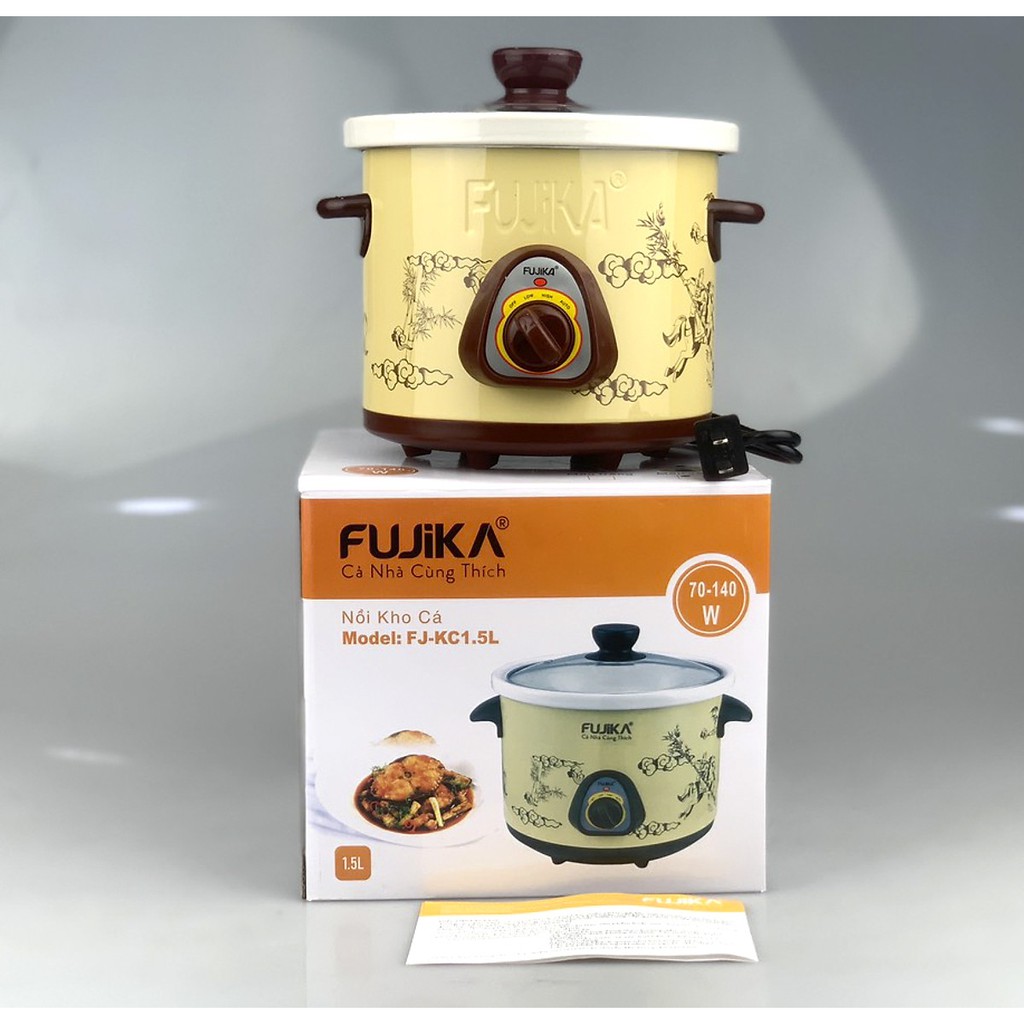 Nồi Kho Cá, nồi nấu chậm Fujika FJ-KC15/25 dung tích 1.5L/2.5L nắp kính, Màu ngẫu nhiên, BH 12Thang