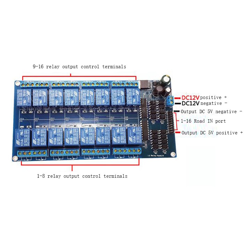 1 Mô Đun Rơ Le DC 5V 12V 16 Kênh Kèm Bộ Nguồn LM2576 Tự Lắp Ráp arduino