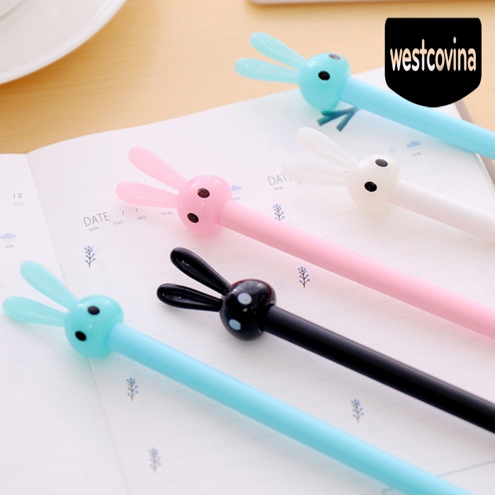 Phương Tây✎4 Chiếc Bút Bi Nước Mực Đen Hình Thỏ 0.38mm
