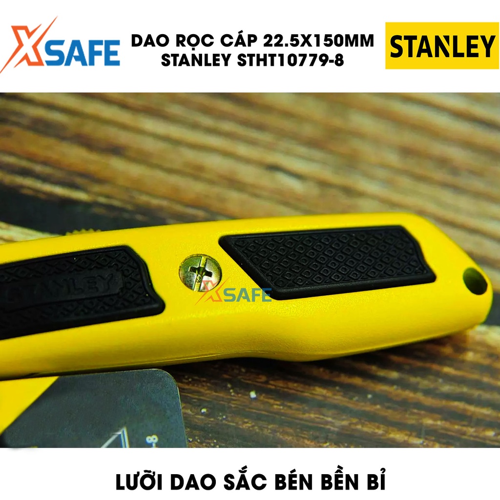 Dao rọc cáp cán nhôm STANLEY STHT10779-8 22.5x150mm, lưỡi dao hợp kim thép, tay nắm bọc cao su độ bám cao