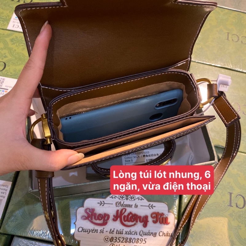 Túi Hồ Ngọc Hà size 18 da tăm đựng vừa điện thoại(có hộp)