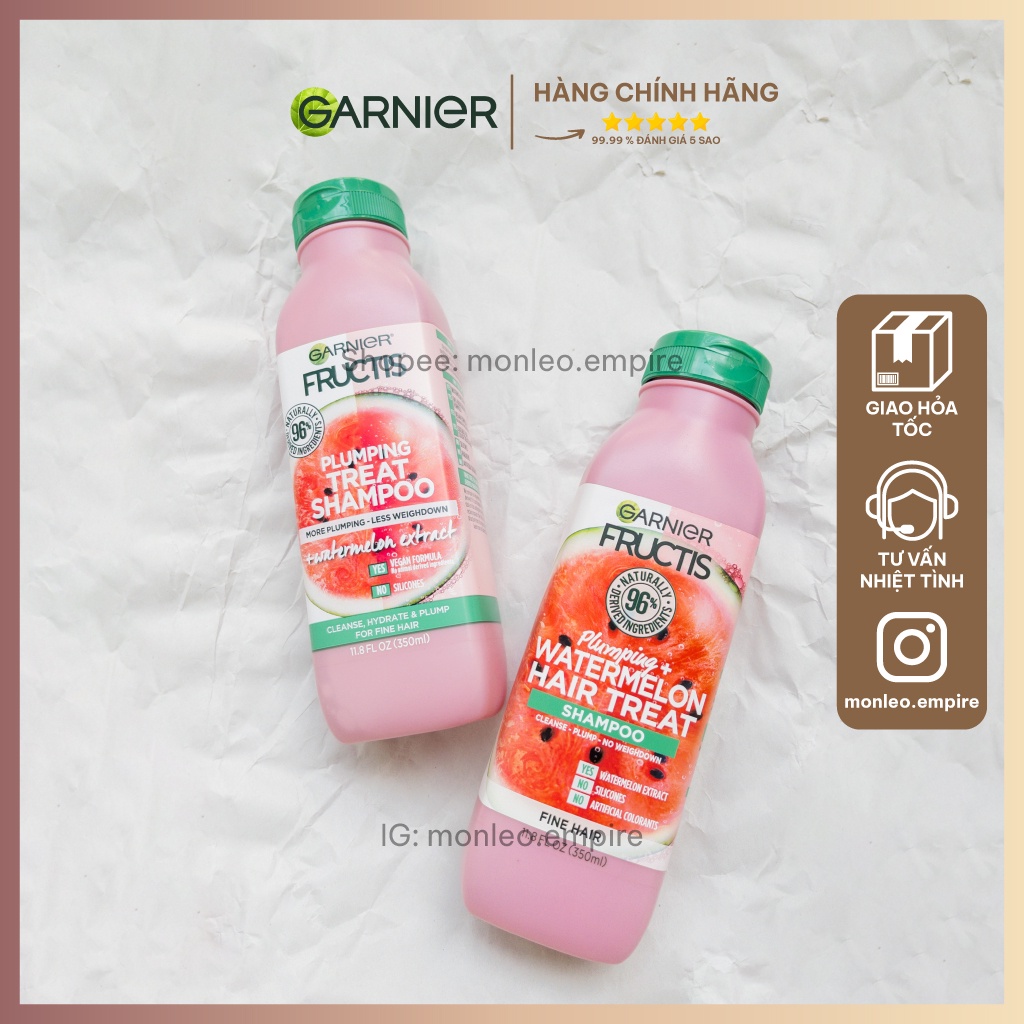 Dầu gội/xả Garnier Fructis Plumping Treat hương dưa hấu 350ml