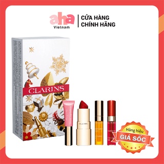 Bộ Quà Tặng Cho Môi Son Clarins Set( Water lipstain 01 +lip oil 03+Joli velvet 742 + Natural lip Perfector)