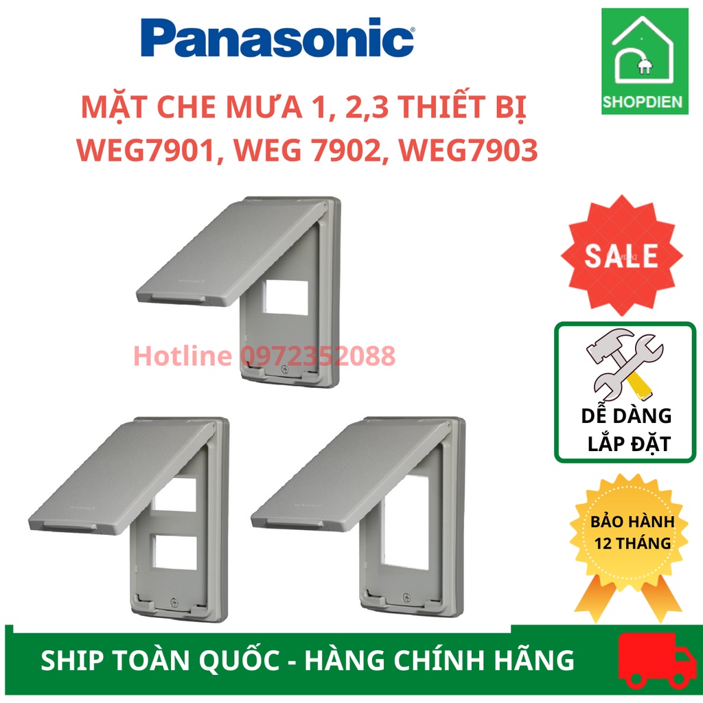 Mặt có nắp che mưa 1, 2, 3 thiết bị chống thấm nước chữ nhật WEG7901 WEG7902, WEG7903 Panasonic