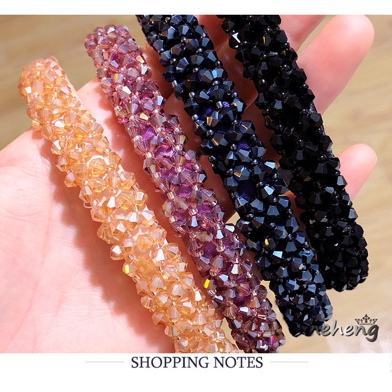 Băng Đô Cài Tóc Đính Hạt Pha Lê 4 Hàng 4 Hàng Thủ Công Ngọt Ngào Cho Nữ