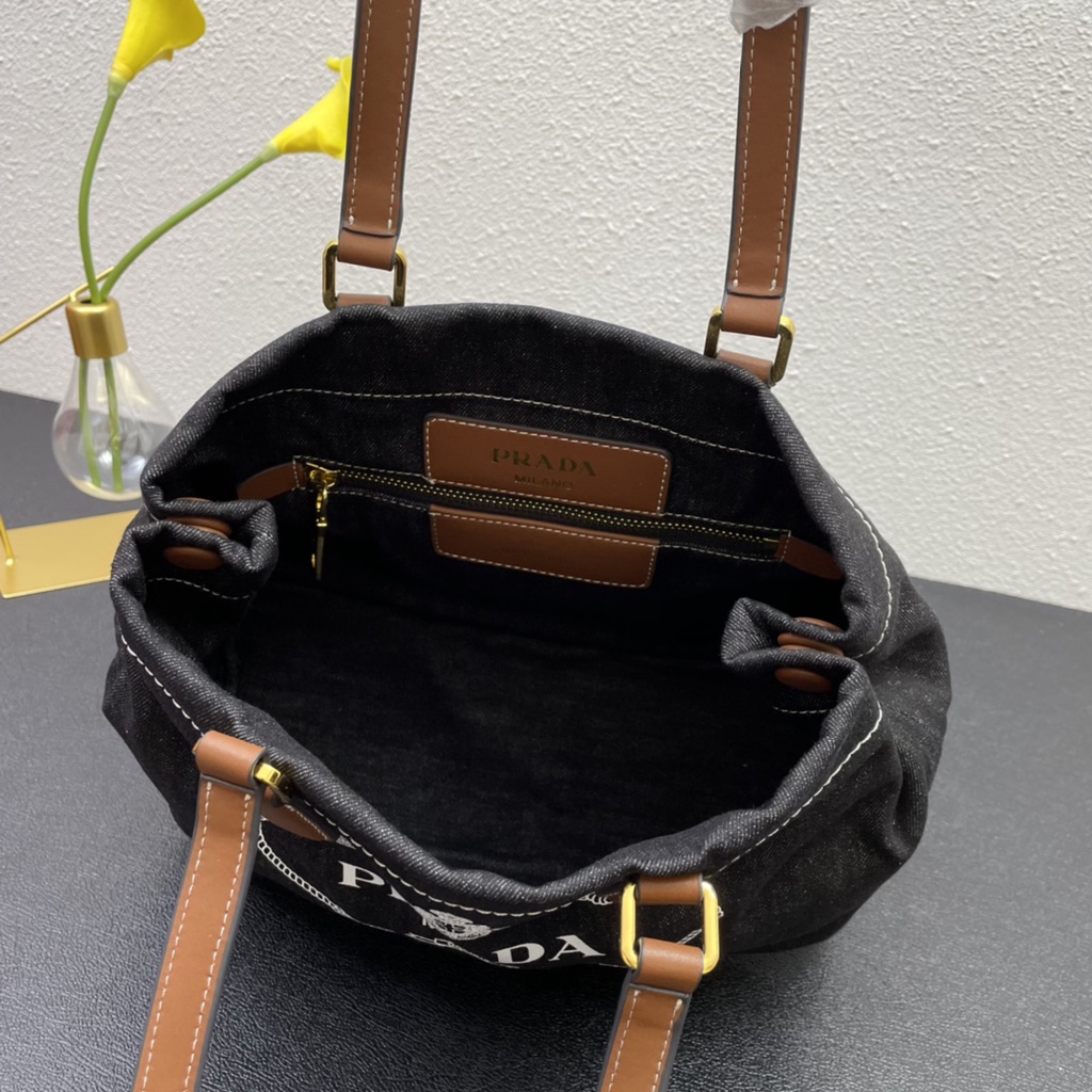 Túi xách nữ da thật thời trang cao cấp Prada thiết kế vải denim phong cách thời thượng