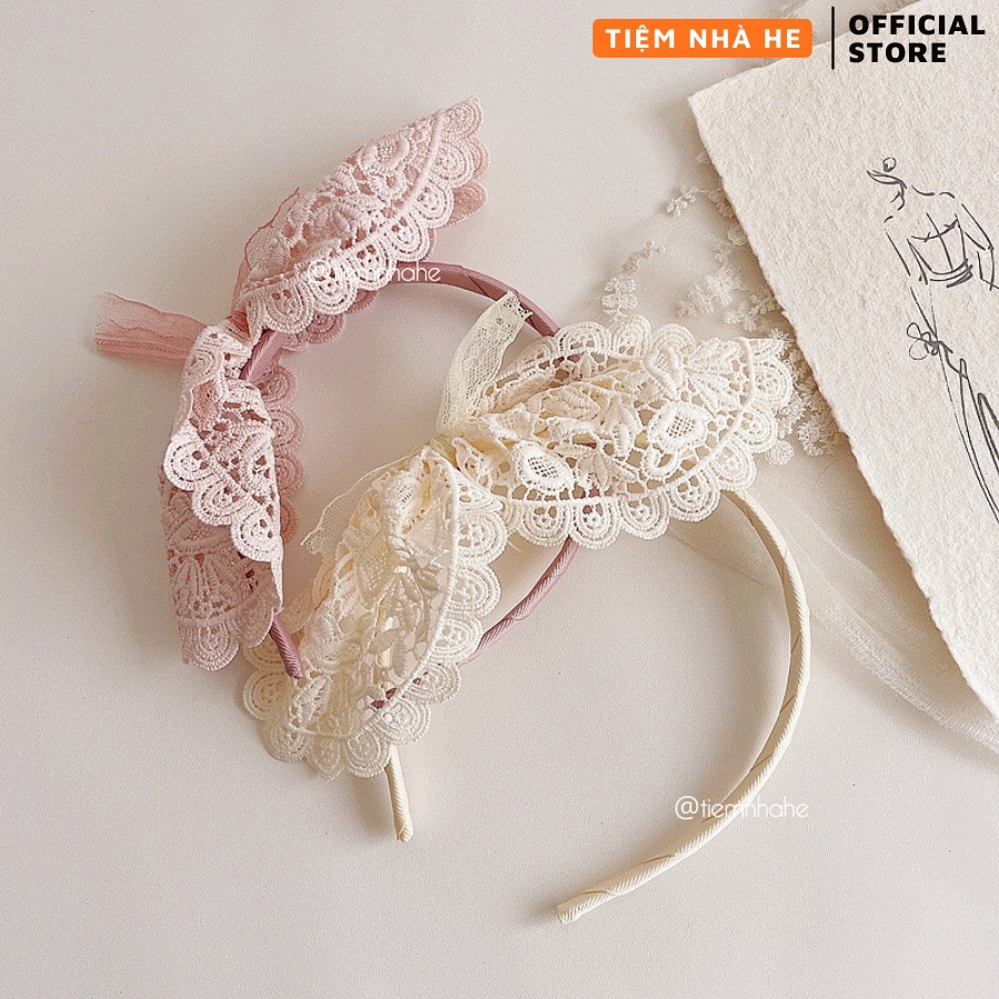 Bờm Nơ Ren Tiểu Thư Cài Tóc Cho Bé Gái Siêu Dễ Thương Tiệm Nhà He