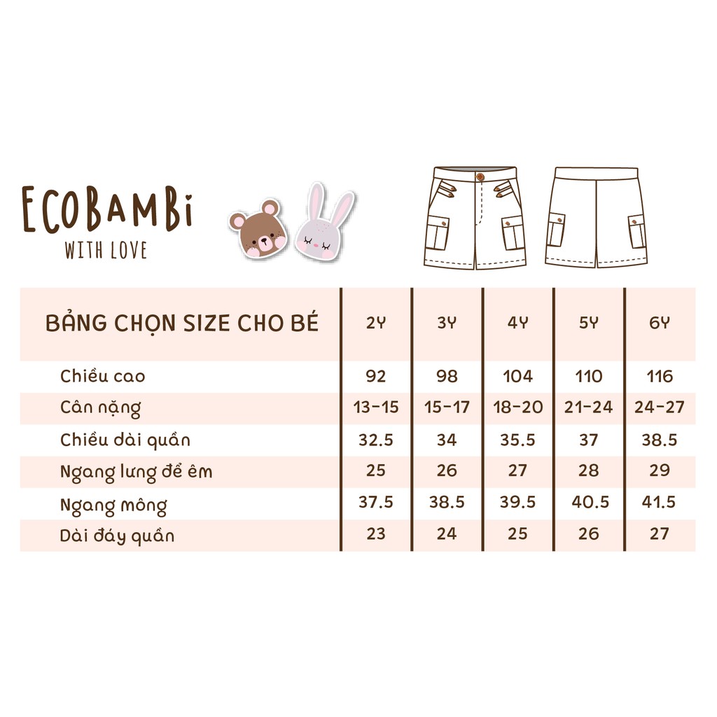 Quần shorts bé trai linen Ecobambi