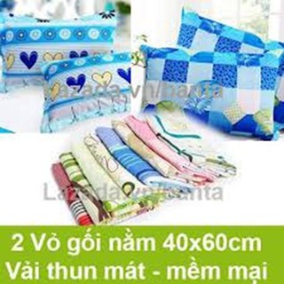 Combo 2 Áo / Vỏ Gối Thun Hàn Quốc : Gối Ôm & Gối 40 x 60cm - Nhiều Mẫu (Bông, Sọc caro, Thú) - Giao Ngẫu Nhiên