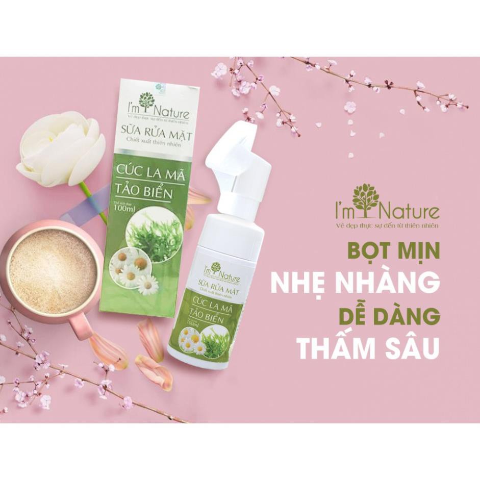 Sữa Rửa Mặt I'M NATURE Cúc La Mã Tảo Biển - Đầu Cọ Silicon Ngừa Mụn Sáng Da Kiềm Dầu 100ml