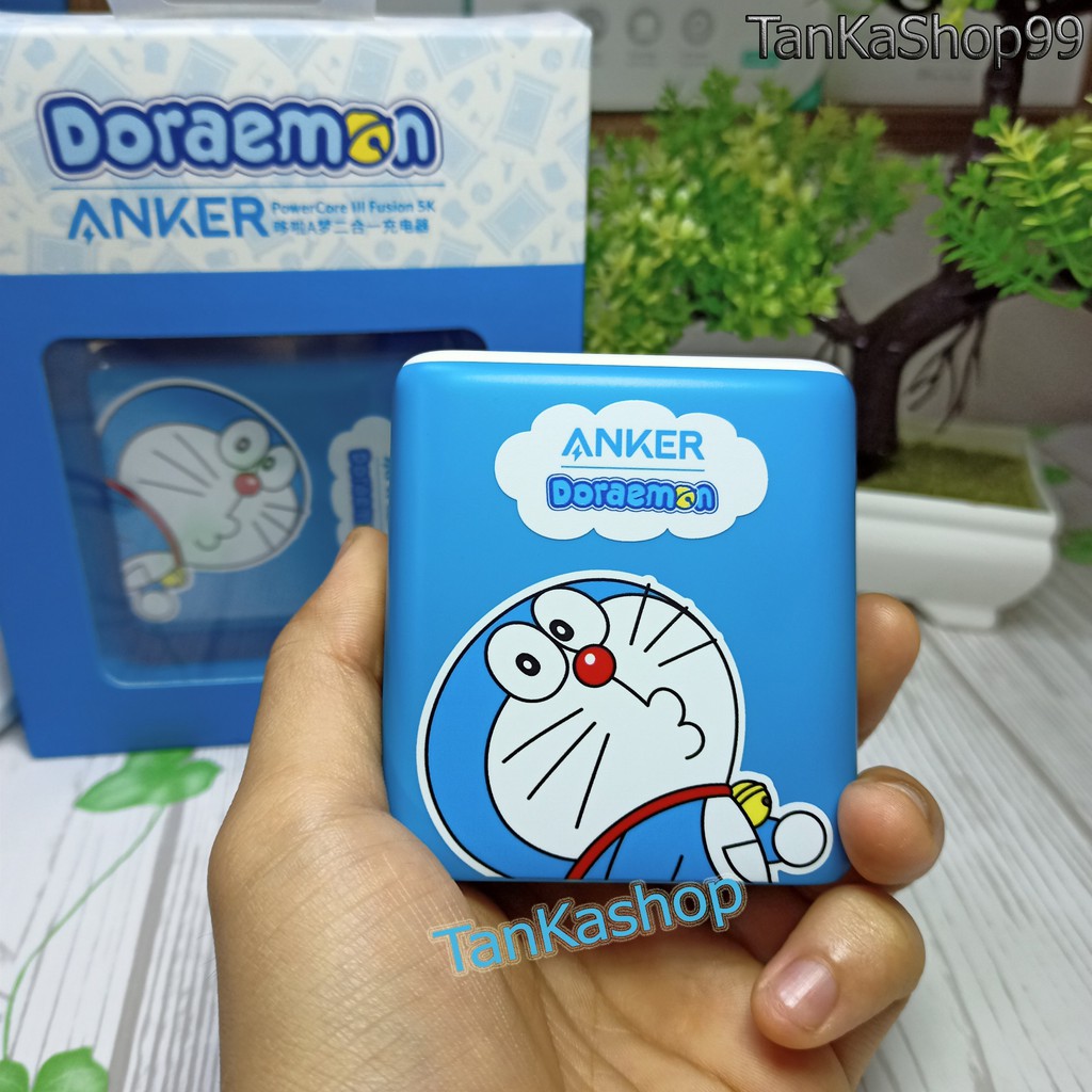 Củ Sạc Kiêm Pin Dự Phòng Anker x Doraemon 5.000mAh -A1624 Sạc Nhanh IQ3 PD 18w + QC3.0 cho iphone và Androi Fusion