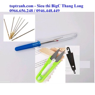 Bộ phụ kiện thêu tranh thêu chữ thập kéo cắt chỉ, xỏ chỉ, kim thêu, gỡ chỉ