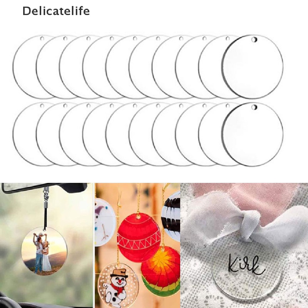 Set 10 mặt dây chuyền hình tròn bằng acrylic trong suốt DIY