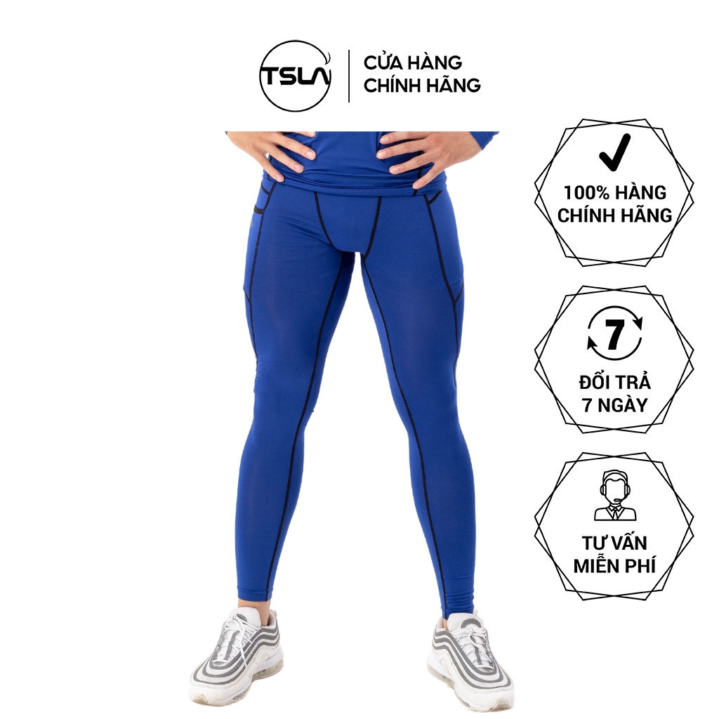 Quần legging  thể thao combat bó cơ nam TSLA có túi bản lưng to body co giãn tập gym chạy bơi lội quần lót