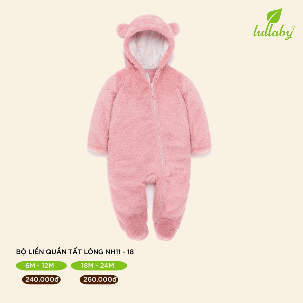 [LULLABY CHÍNH HÃNG] Bộ body lông liền chân/body ủ ấm cho bé LULLABY siêu mềm mịn ấm áp không rụng lông