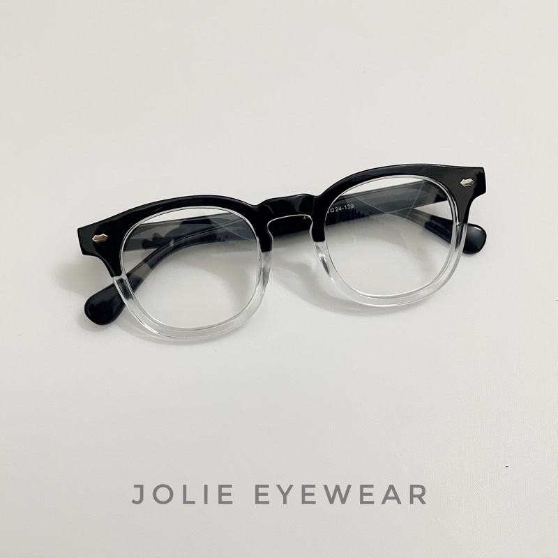 Kính không độ, gọng kính cận nam nữ viền dày nhựa ombre và đen Jolie eyewear 3505