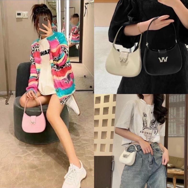 Túi Wang W dáng bầu kẹp nách da trơn mịn size mini và size 21 hàng xuất