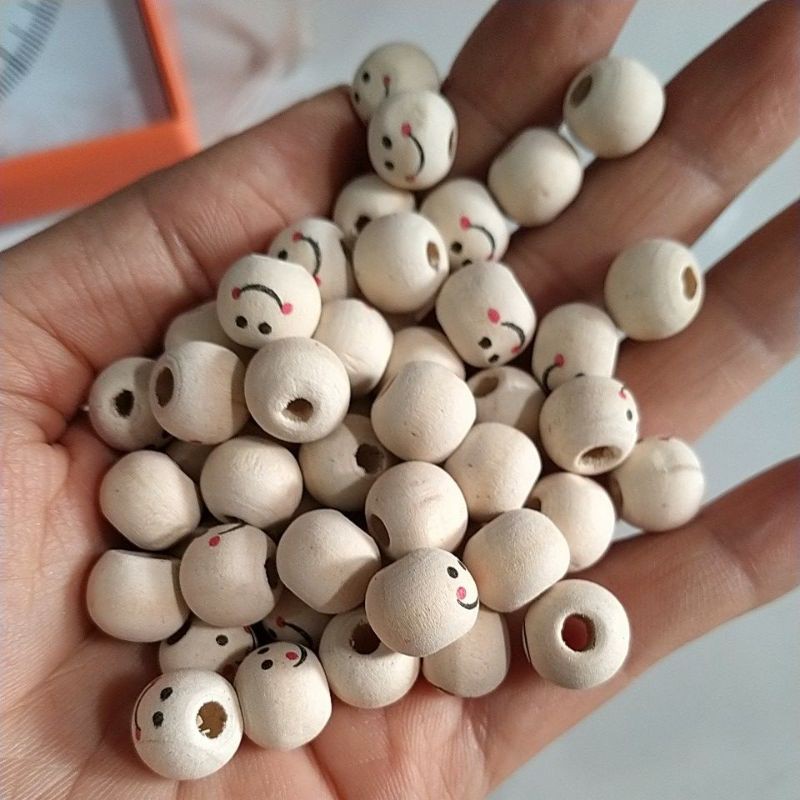 20-100 viên mặt cười gỗ tròn 10mm lỗ 4mm