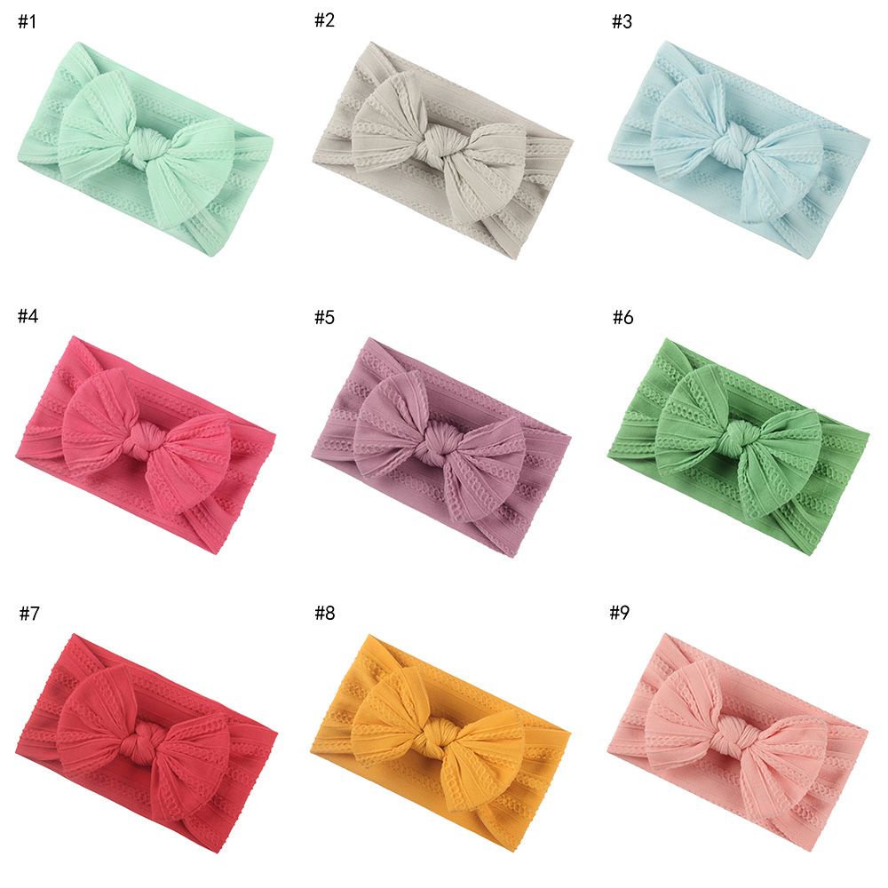 Băng đô cài tóc vải nylon mềm co giãn đính nơ cho bé MIHAN1
