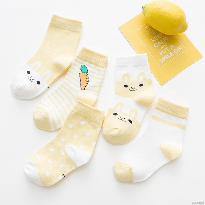 Set 5 Đôi Vớ Cotton In Họa Tiết Xinh Xắn Dành Cho Các Bé