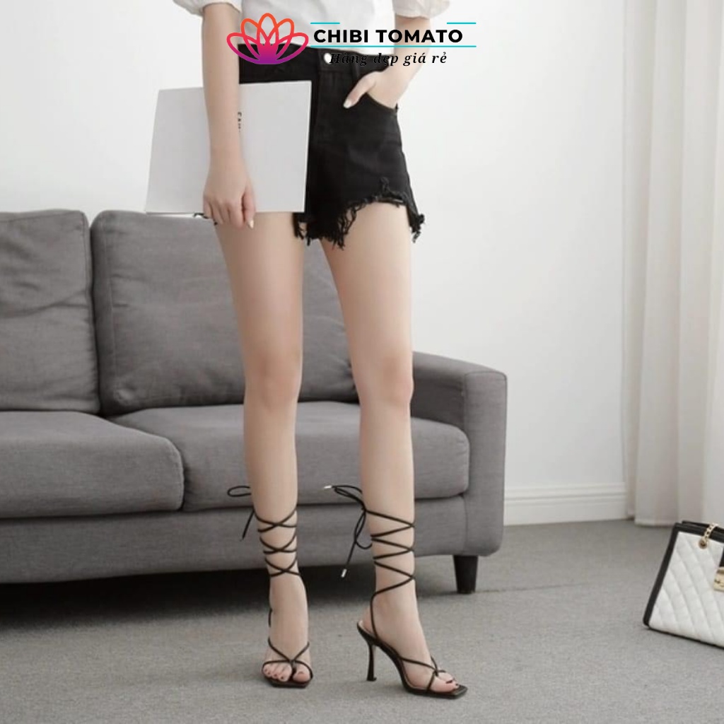 Giày cao gót đế nhọn cột dây 7p chiến binh thời trang hót