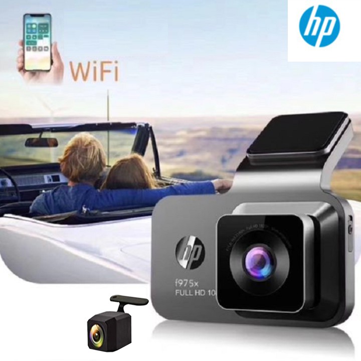 Camera hành trình ô tô thương hiệu cao cấp HP f975x tích hợp camera lùi Wifi GPS - Hàng Nhập Khẩu Chính Hãng
