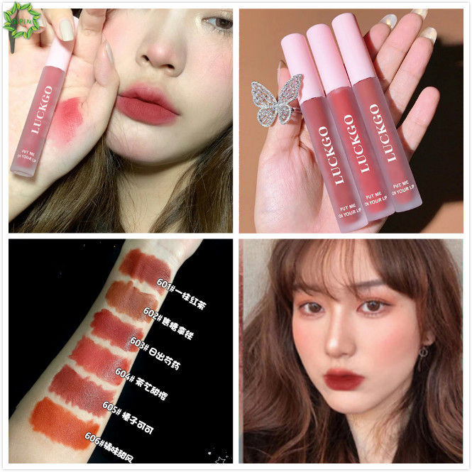 Cod Qipin LUCKGO Anti Air Velvet Matte Lip Glaze Does Not Take Off Makeup Lip Gloss with 6 Colors | BigBuy360 - bigbuy360.vn