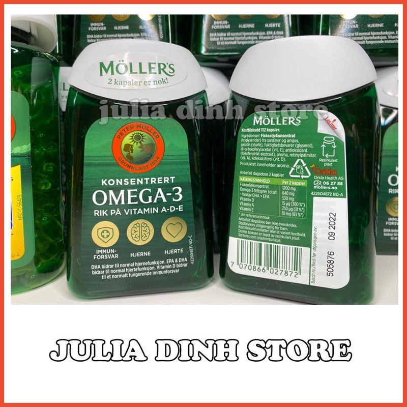 Dầu cá Mollers dạng viên nội địa Nauy MẪU MỚI Moller 2021
