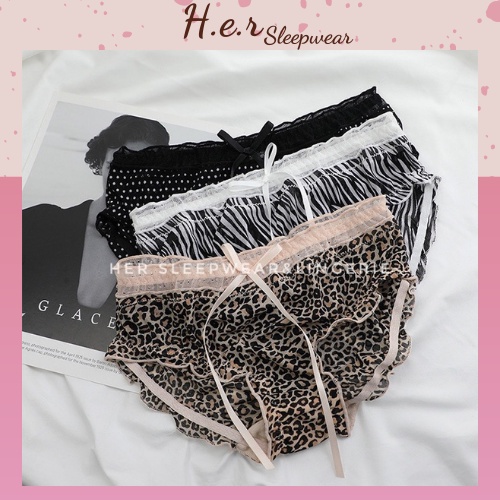 Quần Lót Ren Nữ Cao Cấp Thoáng Mát Viền Lưới Nhún Họa Tiết Sexy QR04 - Her Sleepwear