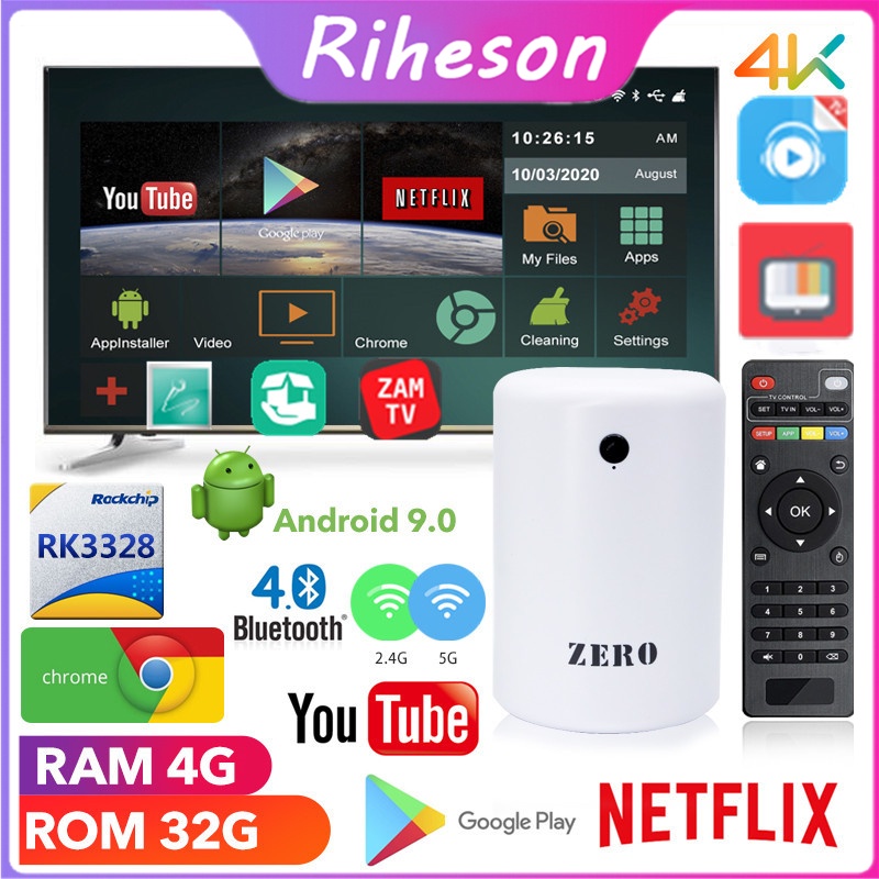 Tivi box Android 9.0 android box mytv Zero tivi box mới nhất 2021-4GB Ram 32G Rom-4K-remote tv box