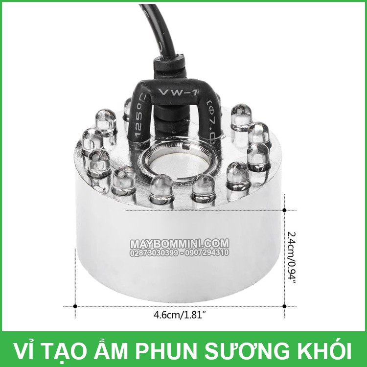 Vỉ Tạo Ẩm Phun Sương Khói 1 Mắt 12 Đèn LED 24V 30W Kèm Nguồn Điện