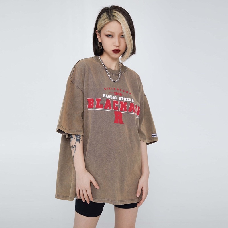 Áo phông denim wash Blackair R chính hãng hai màu hot form rộng unisex nam nữ