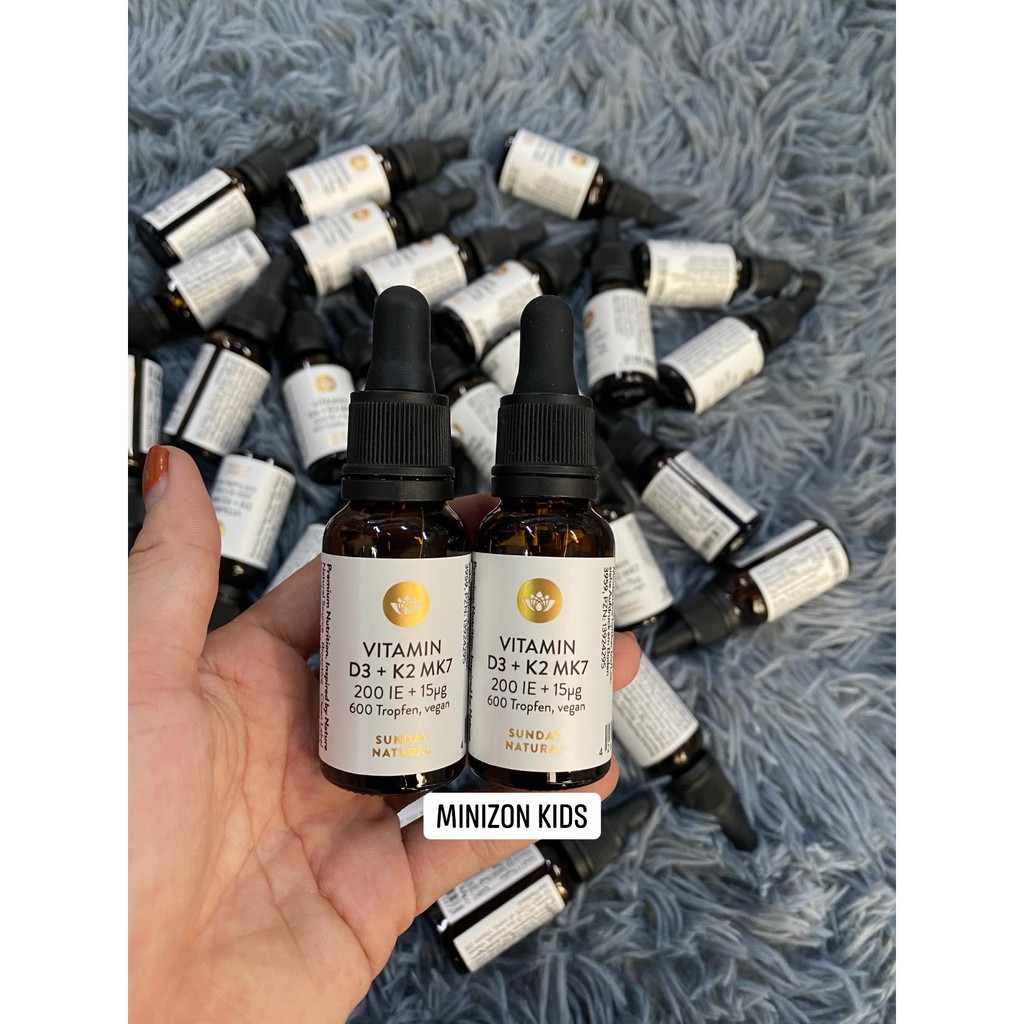 Vitamin D3 K2 MK7 Sunday Natural cho trẻ em của Đức 20ml | Minizon Kids