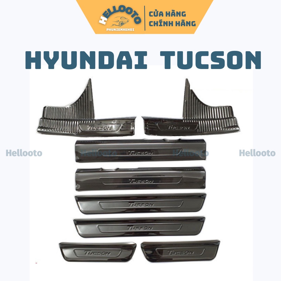 Ốp bậc cửa, nẹp cửa xe Tucson 2016 đến 2022 Mẫu Titan Cao Cấp + tặng keo trợ dính