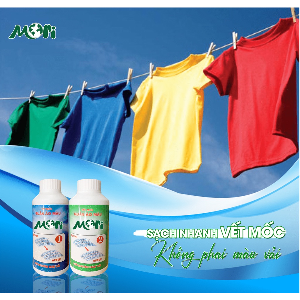 Tẩy mốc quần áo màu Mori - Sạch bay vết mốc, giữ nguyên màu vải_Thùng 12 cặp