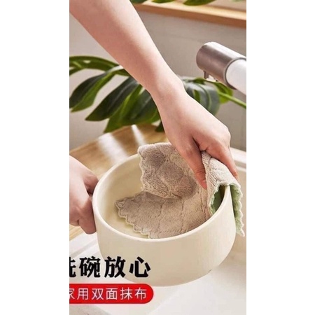 Set 10 Khăn lau đa năng bếp, bát đĩa, cốc chén thấm nước chống dính dầu mỡ hai mặt