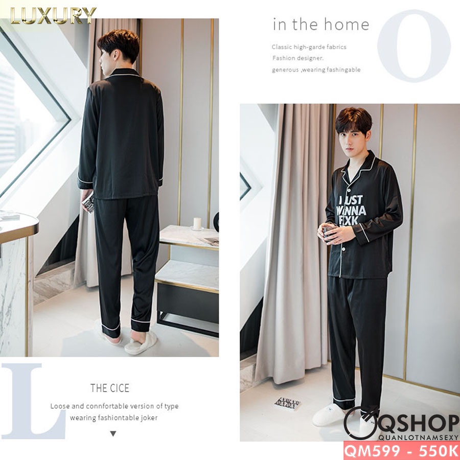 Bộ đồ pijama nam luxury cao cấp quần dài, tay dài QSHOP QM599