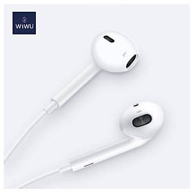 Tai Nghe Iphone Wiwu Earbubs 302 Có Micro Đàm Thoại Tích Hợp Trên Dây, Cổng Tai Nghe Lightning - Hàng Chính Hãng - Trắng