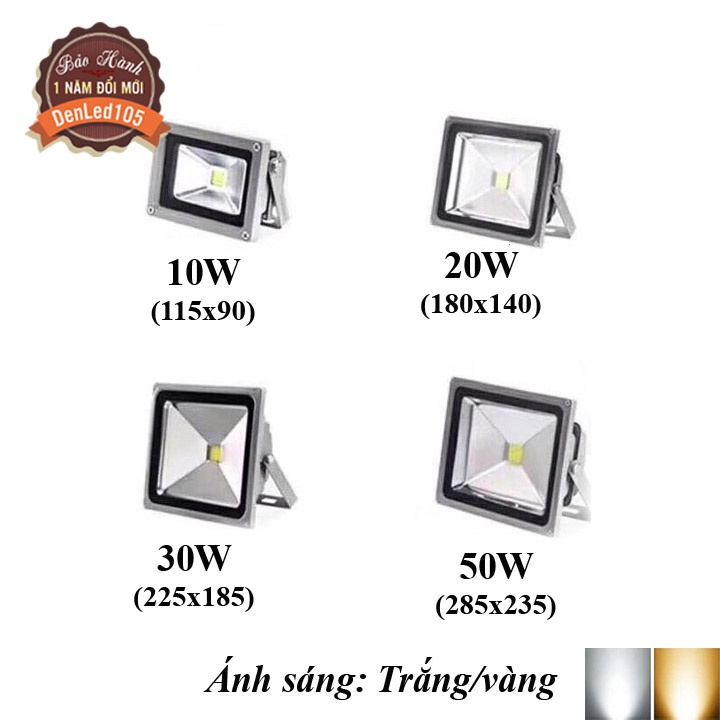 ĐÈN PHA LED CHIẾU SÂN VƯỜN, TIỂU CẢNH 10W 20W 30W 50W. SÁNG TRẮNG/VÀNG