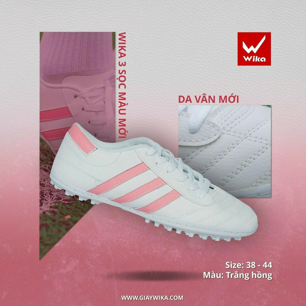 Giày đá bóng Wika 3 sọc CT3 trắng hồng
