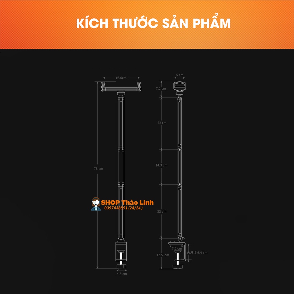 Arm Nâng, Tay Nâng Máy Tính Bảng Kẹp Cố Định Vào Bàn P67 PLUS - KiêM Giá Đỡ Kẹp Giữ iPad, iPhone, Kindle