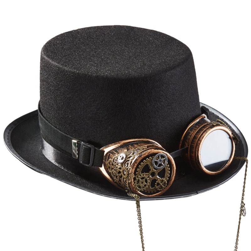 Mũ Đội Đầu Có Dây Xích Và Kính Tháo Rời Được Phong Cách Punk Gothic Hóa Trang Halloween