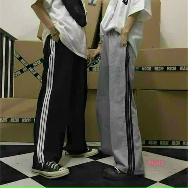 Quần nỉ ngoại sọc ống rộng unisex ulzzang nam nữ