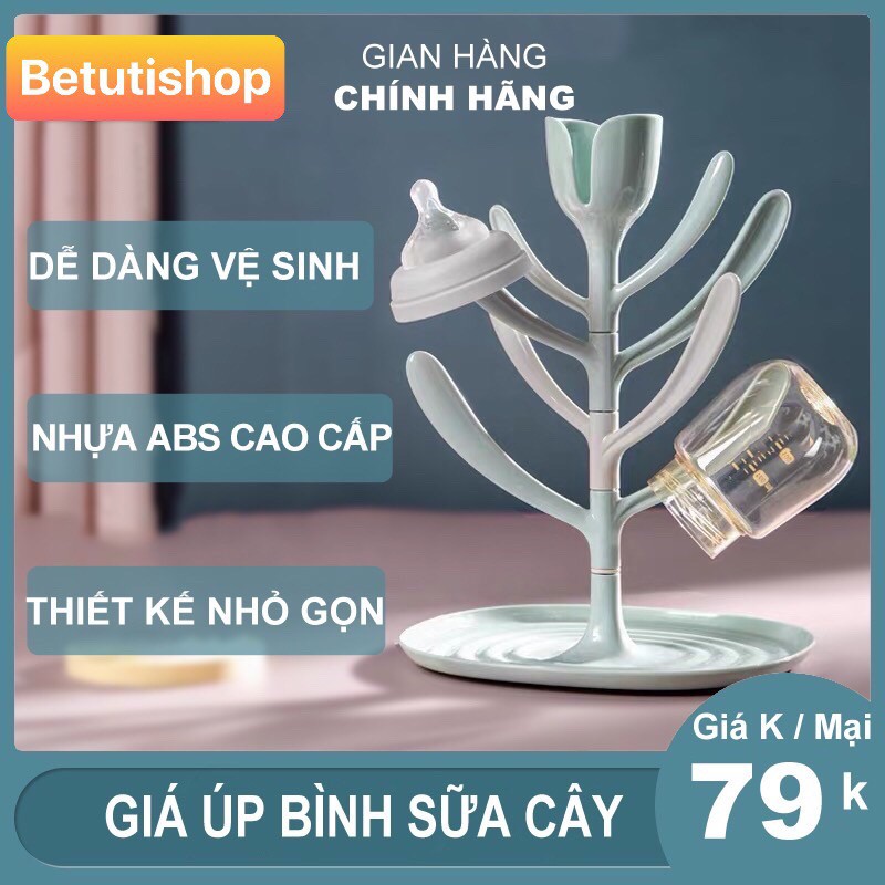 Khay úp bình sữa, núm ti, cốc hình cây siêu tiện lợi