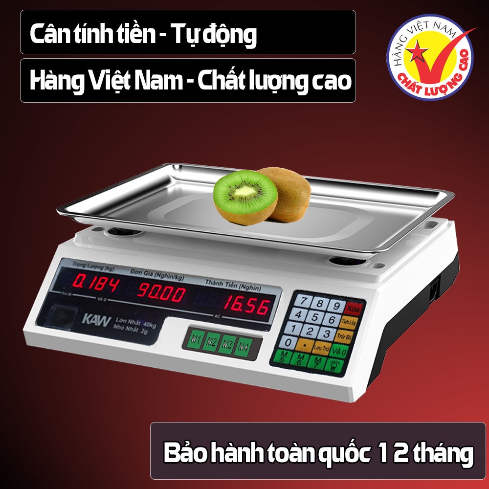 Cân Điện Tử Tính Tiền 40KG TIẾNG VIỆT Cao Cấp Cho Siêu Thị, Để Bàn, Bán Hàng - Cân Được Hải Sản, Chống Nước