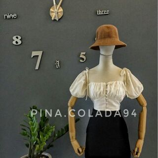 Cocoa crop - áo croptop dây rớt vai linen