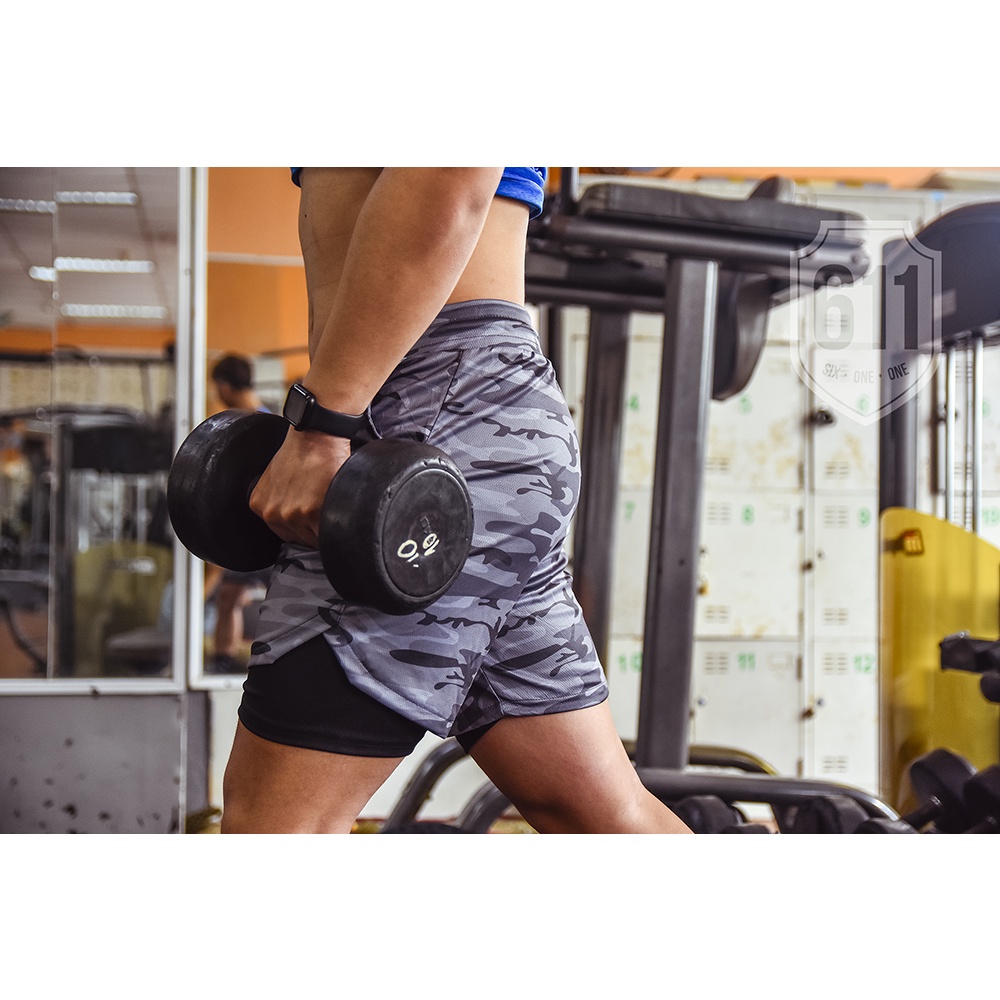 Quần đùi tập gym nam chạy bộ thấm hút mồ hôi 2 lớp VNXK | BigBuy360 - bigbuy360.vn