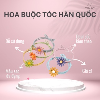 Cột tóc hoa cúc xinh, dễ thương phong cách Hàn Quốc